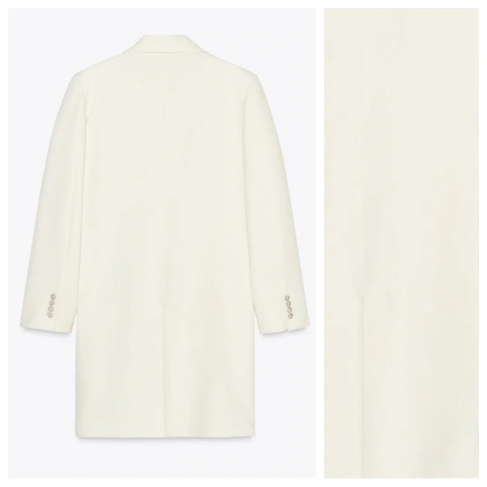 NWT. Zara ZW Collection Cream Wool Blend Frock Coat. Size XS. - Picture 6 of 12